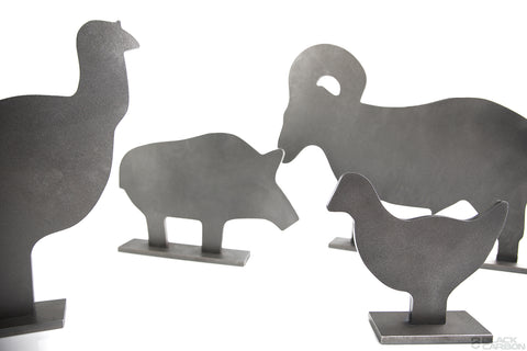 metallic silhouettes, metallic targets, steel targets, Australian steel targets,  shooting targets, steel gongs, knock over targets, black carbon targets, rifle targets, pistol targets, aus range targerts, ar500 targets, bis500 targets